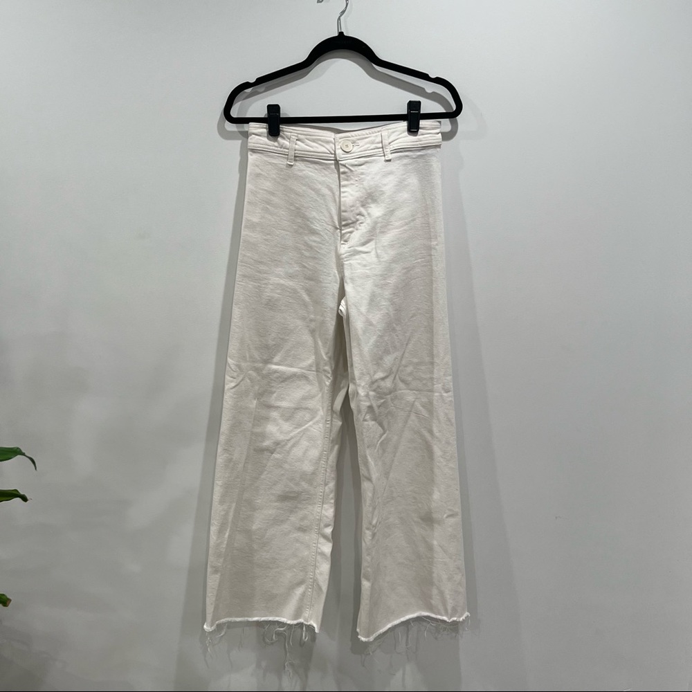 Zara wide leg white denim pants